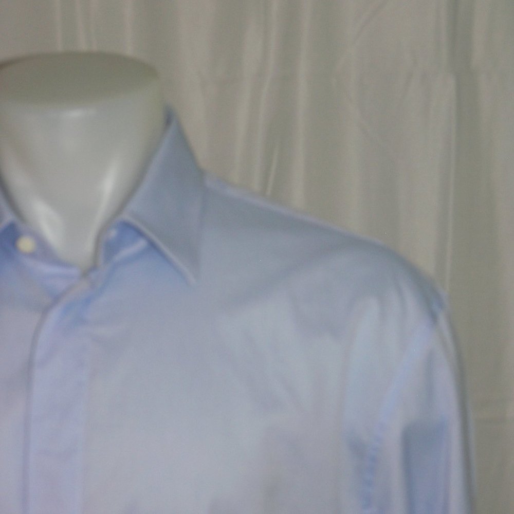 Timothy Everest Solid Blue Bespoke Dress Shirt 18 33.5